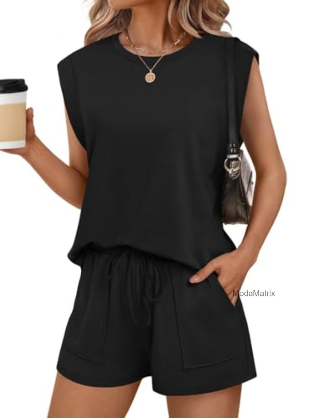 Women's 2-Piece Lounge Short Set with Pockets - Two Piece Outfit